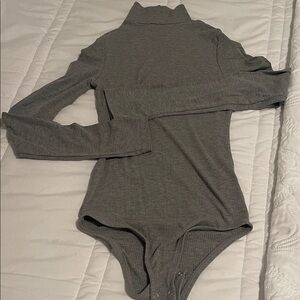 Topshop Charcoal Long Sleeve Bodysuit